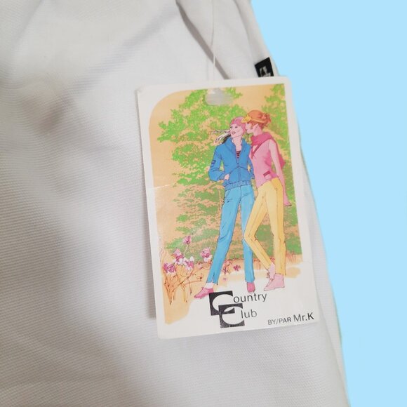 Vintage 80s Deadstock Belted Pull On Pants White Cropped Capri Length Size S - Picture 2 of 9